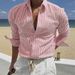 Men's Casual Striped Shirt – Long Sleeve Korean Style Lightweight Shirt | Business Casual & Everyday Wear_viptrois.com