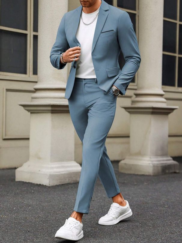 Men's Clothing Four Seasons Trend High Quality Solid Color Suit Trousers Set WL008 MR7_viptrois.com