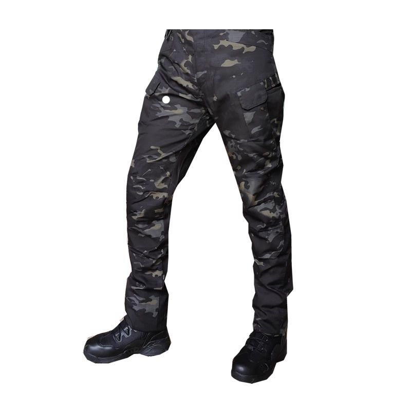Man's clothing Tactical pants Men camouflage plaid pants training wear-resistant waterproof overalls multi-bag pants_viptrois.com
