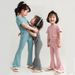 Mother & Kids Girls short-sleeved suit summer 2024 new solid color baby bell pants thin casual two-piece set trendy Korean version_viptrois.com