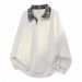 Oversized Plaid Collar Sweatshirt For Men – Vintage Jacquard Pullover, Long Sleeve Loose Fit (Sizes M-8XL, Black/White/Charcoal/Beige)_viptrois.com