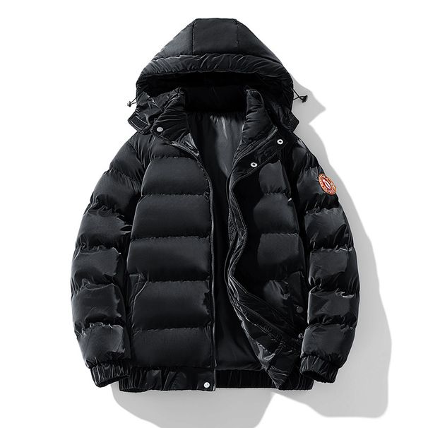 Men's Clothing New Winter Thick Warm Cotton Padded Jacket Men's Trendy Solid Color Hooded Cotton Padded Jacket Men's Bread Coat Velcro_viptrois.com