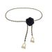 Fashion Black And White Camellia Waist For Women High-End Style Pearl Flower Chain Belt To Match Dress_viptrois.com