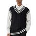 Hanmei Men's Winter New Pullover V-Neck Cable Knit Sleeveless Top Vest Sweater F3328_viptrois.com