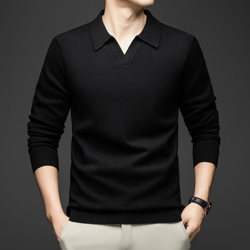 Men's Sweater Long Sleeve Seagull Neck Casual Business Versatile Knitted Sweater Men's Clothing_viptrois.com