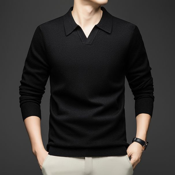 Men's Sweater Long Sleeve Seagull Neck Casual Business Versatile Knitted Sweater Men's Clothing_viptrois.com
