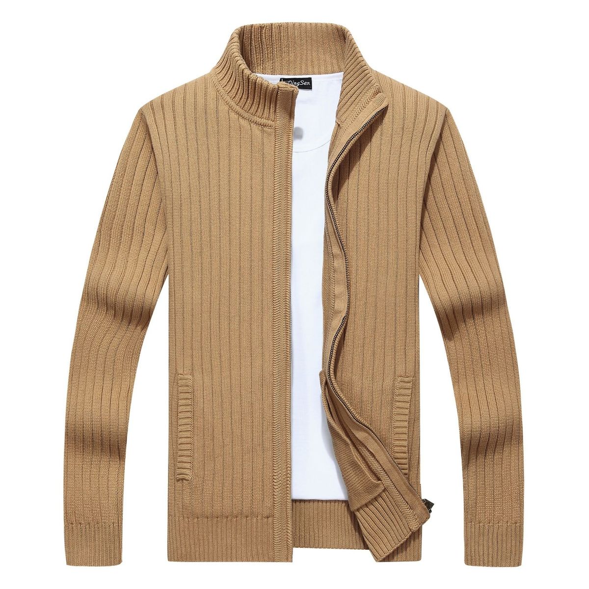 Pure Yiding Sen Autumn Winter Men's Thickened Business Casual Knitted Sweater Stand Collar Pure Cotton Jacket Factory Direct_viptrois.com