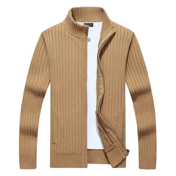 Pure Yiding Sen Autumn Winter Men's Thickened Business Casual Knitted Sweater Stand Collar Pure Cotton Jacket Factory Direct_viptrois.com