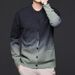 Men's Slim-Fit Gradient V-Neck Cardigan – Korean-Style Knit Sweater For Autumn, Casual Lightweight Pullover_viptrois.com