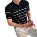 Summer New Arrival Men's Polo Shirt High End Ice Silk Hollow out Striped Short Sleeve T-Shirt Thin Knitwear_viptrois.com