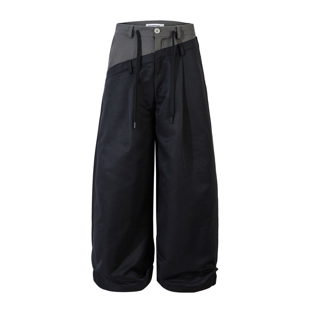 Men's Clothing Splicing Contrast Color Wide Leg Pants Casual Pants Men's Spring Loose Design Trendy Brand Ins Hip Hop Mopping Pants Trousers_viptrois.com
