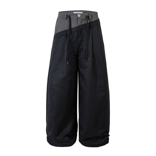 Men's Clothing Splicing Contrast Color Wide Leg Pants Casual Pants Men's Spring Loose Design Trendy Brand Ins Hip Hop Mopping Pants Trousers_viptrois.com