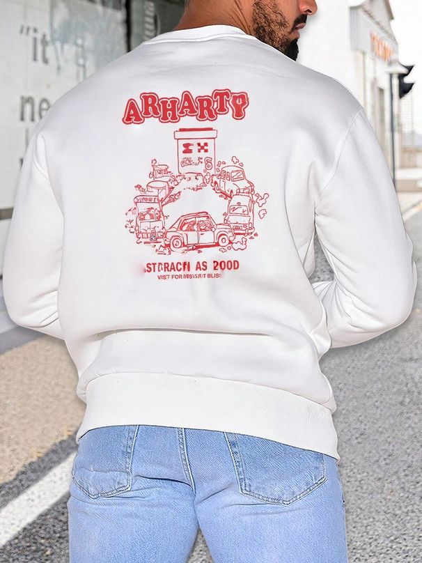 Polar Fleece Solid Color Round Neck Sweater Mens Candy Cotton Long Sleeve Working Clothes_viptrois.com