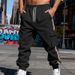 Men's Heavyweight Fleece-Lined Cargo Pants - Winter Warm Workout Joggers With Drawstring & Multi-Pockets_viptrois.com