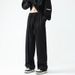 Men's Clothing Black Trousers Drape Oversize Straight Trousers With Elastic Waist Casual Suit Trousers_viptrois.com