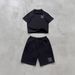Cross Border Ins Trend Brand Letter Embroidered Loose Short Sleeved Top Street Hip Hop Men And Women T Shirt Shorts Suit_viptrois.com