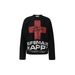 JW331 American Retro Street Trendy Men's And Women's High-end Fans Abstract Cross Design Men's Waffle Long-sleeved T-shirt_viptrois.com