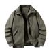 Men's Heavyweight Flight Jacket – Winter-Ready Polyester Shell With Utility Pockets, 5XL Sizing & Storm Collar(Khaki/Army Green/Black)_viptrois.com