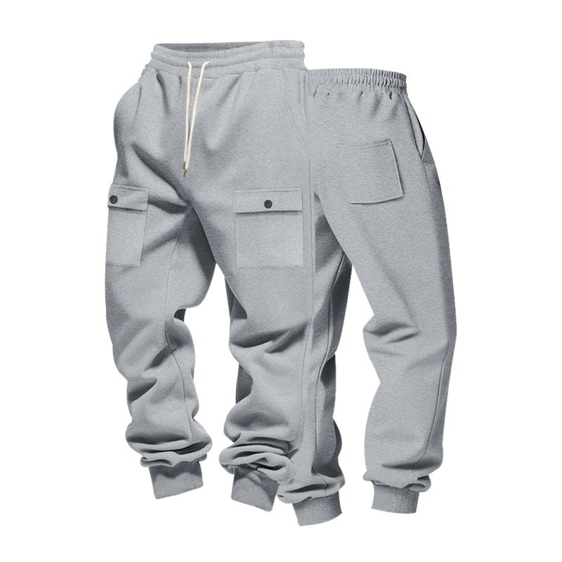 Men’s Heavyweight Fleece-Lined Cargo Joggers – Winter Workwear Pants With Multi-Pockets & Drawstring Waist (Anti-Wrinkle, Black/Navy/Gray)_viptrois.com