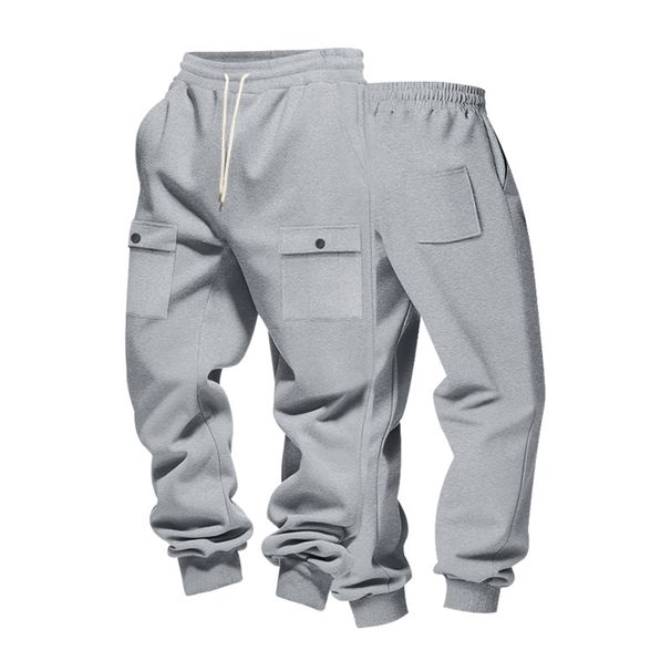 Men’s Heavyweight Fleece-Lined Cargo Joggers – Winter Workwear Pants With Multi-Pockets & Drawstring Waist (Anti-Wrinkle, Black/Navy/Gray)_viptrois.com