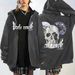 High Street Gothic Butterfly Print Hooded Cardigan Sweatshirt Men's Fashion Loose Hip Hop Jacket_viptrois.com