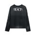 2026 American Street Long-sleeved T-shirt Women's Loose And Thin Simple And Versatile Washed Old Letter Printing Design Top_viptrois.com