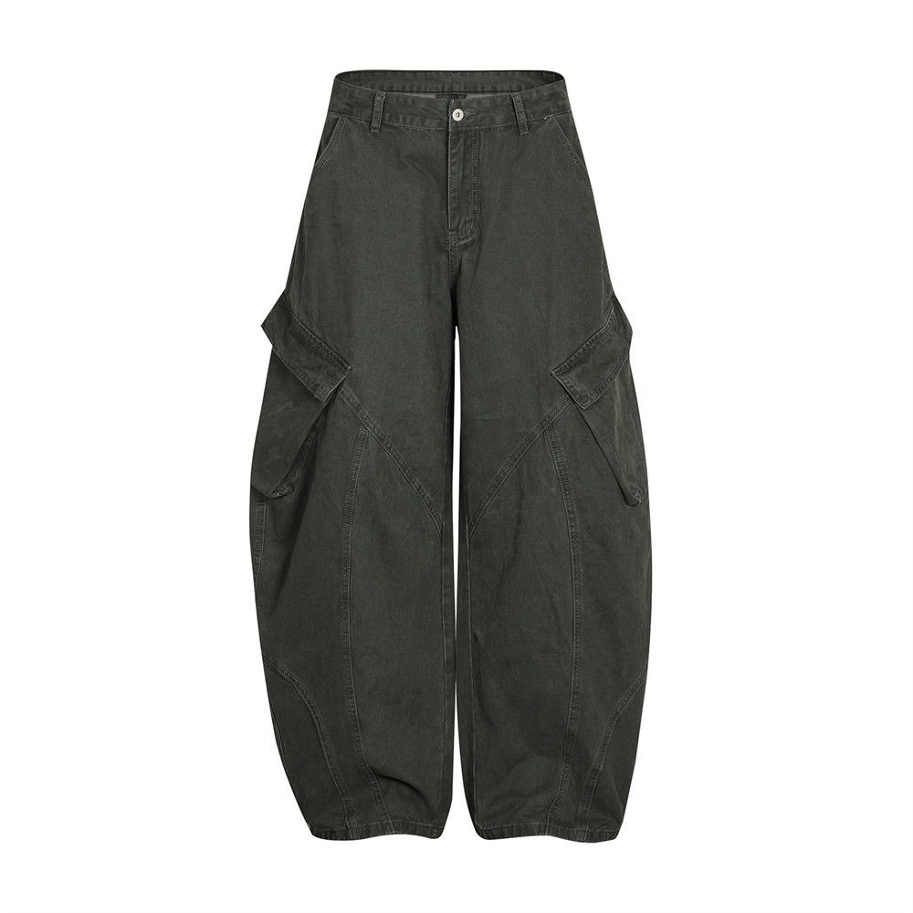 High Street Punk Multi-Pocket Cargo Jeans Men's Casual Deconstructed Split Design Personality Silhouette Scimitar Pants_viptrois.com
