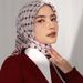 Unisex Muslim headscarf chiffon printed checkered square_viptrois.com