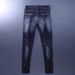 Men's Clothing High Street Fashion Men's Jeans Retro Blue Washed Holes Scratched Trendy Brand Elastic Tights Skinny Pants Men_viptrois.com
