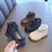 Autumn and winter baby toddler shoes fleece-lined warm short boots leather shoes Martin boots 0-3 years old girl princess shoes cotton shoes_viptrois.com