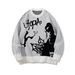 Y2K Streetwear Graphic Knit Sweater - Oversized Colorblock Pullover For Men & Women, Retro 2000s Hip Hop Inspired Casual Jumper With Bold Print_viptrois.com
