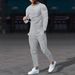 Men's Clothing Solid Color Waffle Knit Long Sleeve T-Shirt Pants Set Lightweight, Breathable, Casual (Khaki, White, Black, Blue, Gray) - S-XXXL_viptrois.com