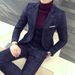 men's large size British gentleman plaid wool suit suit groom and best man wedding three-piece men's suit_viptrois.com