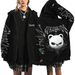 Stray Kids Inspired Zip-Up Hoodie With Harajuku Print - Oversized Unisex Pullover With Front Pockets, Fleece Lined For Comfort_viptrois.com