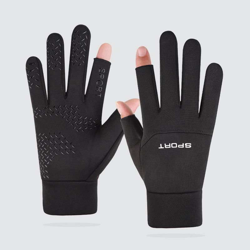 Cycling Plus Velvet Gloves Men's Autumn and Winter Warm Touch Screen Motorcycle Anti slip Running Outdoor Skiing Waterproof Windproof_viptrois.com