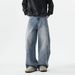 Men's Clothing Niche Vertical Stitching Silhouette Jeans Paris Style Daddy Pants_viptrois.com