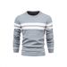 Men's Colorblock Knit Sweater - Relaxed Fit Striped Pullover With Round Neck, Soft Rabbit Hair Blend For Autumn & Winter (S-XXL)_viptrois.com