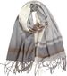 Unisex Scarf Preppy grey check fringe bib shawl_viptrois.com