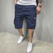 Men's Summer Workwear Casual Shorts European Size Five Point Drawstring Loose Straight Leg With Multi Pockets Solid Color Trendy Brand_viptrois.com