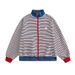 Color Block Striped Stand Collar Knitted Sweatshirt Jacket Sports Loose Casual Spring Autumn Unisex Long Sleeve American_viptrois.com