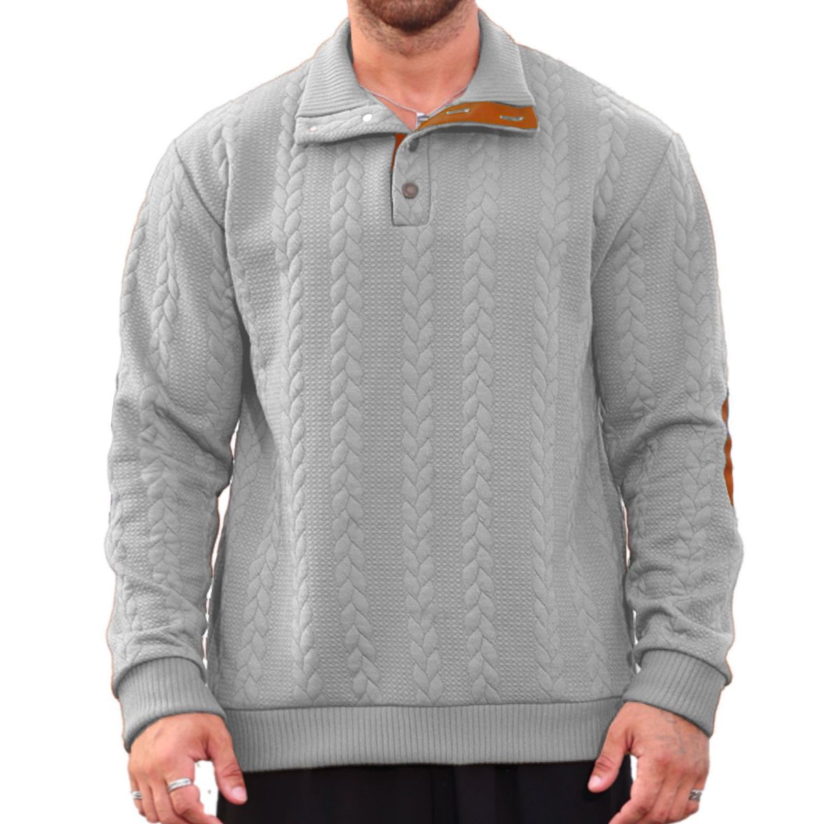 Men's Clothing European And American Men's Jacquard Polo Shirt Henley Collar Long Sleeve Patch Embroidery Pullover Hot Sale_viptrois.com