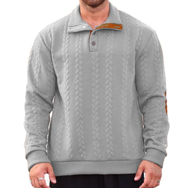 Men's Clothing European And American Men's Jacquard Polo Shirt Henley Collar Long Sleeve Patch Embroidery Pullover Hot Sale_viptrois.com