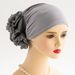 Women's new turban hat with large flowers, Middle Eastern turban hat, stretch fabric pullover hat, classic flower decoration, fashion party_viptrois.com