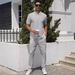 2 Piece Men's Lapel Zipper Short Sleeved Trousers Casual Sports Suit Fashion Polo Shirt_viptrois.com