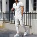 2025 Men's New Youth Waffle Collar Color-Block Pocket Short Sleeve Long Pants Casual Set_viptrois.com