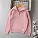 Half Zipper Twisted Knitted Girls Sweater For Middle And Large Children Autumn And Winter Children's Sweater New Children's Clothing_viptrois.com