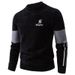 Men's Fashion Knit Sweater, Oversized Crewneck Long Sleeve Pullover, Modal-Spandex Blend, Thickened Casual Thermal Top (White/Gray/Black)_viptrois.com