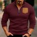 2023 Winter New Casual Men's Half-Zip Stand Collar Patch Pocket Thick Sweatshirt Pullover Plus Size Top For Men_viptrois.com