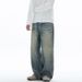 Men's Clothing & Archer0603 & American Streetwear Brand Washed 3D Whiskered Wide Leg Jeans, High Street Style Men's Long Pants_viptrois.com