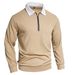 Cross-Border European And American Men's Solid Color Large Waffle Long Sleeve Autumn Casual Sports Turn-Down_viptrois.com